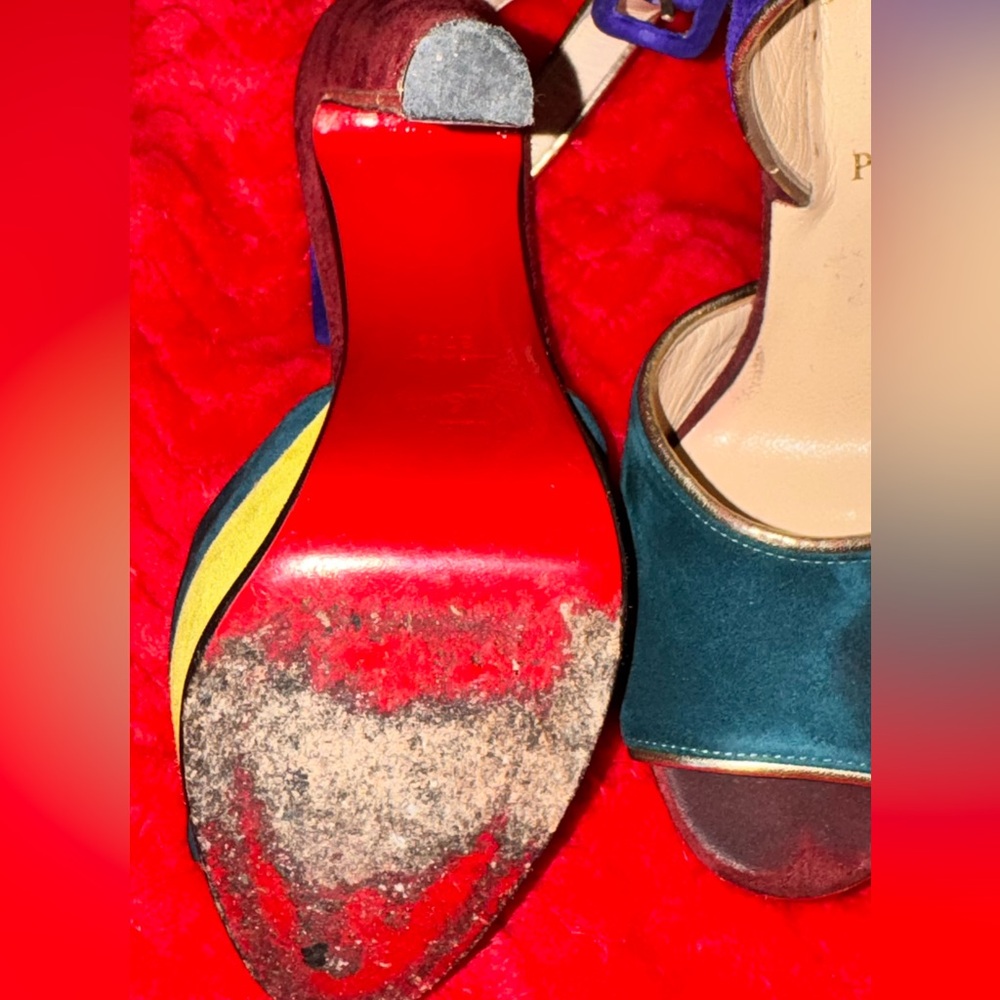 Christian Louboutin Multicolor Suede Platform Heels - Picture 5 of 10